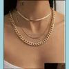 Chokers Kolye kolyeler takılar jshine punk katmanlı bağlantı düz yuvarlak yılan zinciri kolye kadınlar altın sier renk choker curb tıknaz erkekler