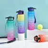 32oz Motivational Fitness Sports Water Bottle with Time Marker Straw, Large Wide Mouth Leakproof Durable by sea RRB14794