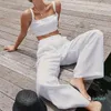 2022-frauen Zwei Stück Hosen Clothland Frauen Elegante Camis Anzug Leinen Set Ärmel Crop Top Hohe Taille Sommer Sexy sets