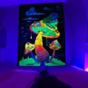 Tapestries الفطر الفلورسنت جدار الجدار معلق سجادة القماش Trippy Decor Decor