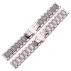 Watch Bands Middle Ceramic Links Stainless Steel Bracelet 16mm 18mm 20mm Men Women White Black Watchband Strap Metal Double Push ClaspWatch