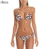 Sexig Leopard Bikinis Swimsuit 3D Tryckt baddräkt Animal Cosplay Women Straps Bikini Set Female Fashion Swimming W220616