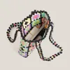 Mabula 화려한 꽃 구슬 여자 어깨 가방 수제 작은 전화 지갑 여성 여름 해변 핸드백 캐주얼 휴가 토트 220815
