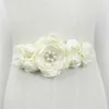 78 74in Pink Black White Pearl Flowers Wedding Belts Satin Rose Dress Accessories Bridal Ribbon Sash 220623