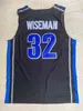 Xflsp NCAA Memphi Tigers 32 James Wiseman College cousu Basketball University maillots pour hommes bleu gris noir