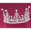 Bride Headdress Crown Halsband Tre Piece Bridal Crowns Smycken Pearl Crystal Tiara Bröllop Tillbehör HT91 W220324