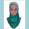 Beanie/skl caps chapéus lenços de lenços acessórios de moda 2021 One peça garotas muçulmanas perfurando o hijab infantil islâmico na cabeça do lenço