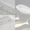 Kolye lambalar Modern LED avizesi oturma odası yemek yemek mutfak ev lambası beyaz akrilik balık şekli tavan asılı açık yüzlü