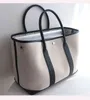 Large capacity new canvas with cowhide head bag garden party casual hand one-shoulder miaoqibags color slant tote