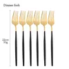 Ensemble de couverts 6pcs Black Gold Minaighware Set Mirror Cutlery Forks Spoons Couteaux Table Varelle en acier inoxydable Chopstickflatware