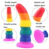 Nxy Anal Toys Rainbow Silicone Godes Plug Réaliste Ventouse Sexe pour Femmes Lesbiennes Masturbateurs Pénis Outils 220510