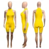Kvinnors jumpsuits Rompers Haoyuan Sexig kvinnor Jumpsuit Biker Shorts 2022 Summerkläder damer en bit kroppsövergripande ärmlös bodycon