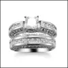 Обручальные кольца Choucong Princess Cut Stone 5a Циркон 10KT Белый золотой кольцо, наполненное кольцом, SZ 511 616 T2 Drop Delief Delivery Dhoyc
