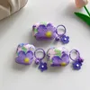 Relief Blue Oil Painting Flower Cases For Apple Airpods Pro2 3 1 2 Ear Fashion IMD Soft TPU Air Pod Airpod Pro 3gen Purple Phone Earphone Accessories Protector Cover