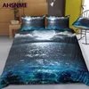 Ahsnme Summer Sea Sea Scene Cover Cover Set Moon and Sea HD 3D Effect Set Can Po Canized King Bed Set Cover Davet Cover 220616