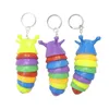 New Luminous Keychain Slug Snail Caterpillar Fidget Toys Super Decompression Puzzle Toy W3