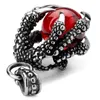 Pendant Necklaces Punk Style Jewelry Red Dragon Bead Gothic Men Necklace Silver Color Stainless Steel Chain With Gift BagsPendant NecklacesP