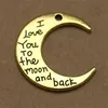 50pcs Alloy Charms Pendant Jewelry Making Silver Golden I Love You To The Moon And Back DIY Jewelry Findings 918 D3