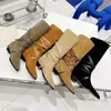 2022 Women Boots Autumn and Winter Boots Martin Desert Boot Knee Boots Boots Cashmere Straps 100 ٪ Leature Leather 5Color Medal Soles No398