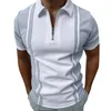Herren Polos Shirt Männer Kurzarm Männlich Sommer Casual Print Zipper Drehen Unten Kragen Bluse Tops ShirtMen's