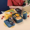 Ensembles de vaisselle Boîte à lunch pour enfants Rangement de conteneurs Bento Bento Japonais Boîtes de petit-déjeuner de collation Fiambère