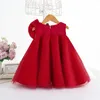 Kız Elbiseleri Yüksek Lüks Prenses Büyük Bow Çocuklar Piyano Partisi Yeni Yıl Yeni Yıl Gece Öbekleri Düğün Çocuklar Etek Asil Mizaç Stili 80-130 Cm Giyim Toptan