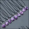 펜던트 목걸이 펜던트 보석 보석 천연 크리스탈 10-18mm amethyst 거친 돌 목걸이 여성 선물 드롭 배달 2021 IB19G