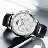 Lige Men Watches Brand Luxury Man Fashion Watch Leather Waterproof Chronograph石英腕時計