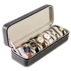 Bekijk dozen Cases 6/10/12 Grids Zipper Box PU Opslag draagbare zwarte kashouder mannen vrouwen cadeau sieraden boxwatch