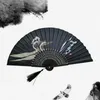 Fã de seda japonesa chinesa Fã de madeira Handheld Fan Chinese dobrou Fan com borla para a festa da parede da casa de dança decoração de parede