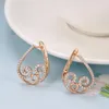 Dingle ljuskrona Kinel 2022 Trendörhängen 585 Rose Gold Micro Wax Inlay Natural Zircon Hollow Flower Drop For Women Vintage JewelryDangl