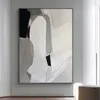 Einfache Farbe Schwarz Weiß Grau Moderne abstrakte Leinwand-Oi-Gemälde 100 % handgemalte Wandkunst Home Decor Bilder für Wohnzimmer A 612