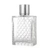 50pcs 100ml Square Grids Portable Clear Travel Refillable Perfume Glass Empty Bottle for Cosmetic Container