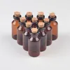 18 x 40 x 7 mm, 5 ml, leere kleine Glasflaschen mit Korken, Mini-Parfümfläschchen aus bernsteinfarbenem Glas, Anhänger, Gläser, braun, 100 Stück