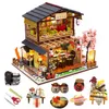 Big Dollhouse Diy Miniature Kit Roombox Tiny House Building Model Sushi Shop Wood Doll House Furniture Kids Toys Gift