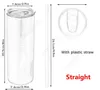 20oz Straight Sublimation Skinny Tumblers With a Plastic Straw Blank White Double Wall 304 Stainless Steel Insulated Coffee Mug Sea Shipping 100lots DAJ471