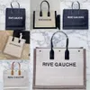 Borsa tote Rive gauche in tela a righe e pelle borsa a secchiello rive gauche borse da spiaggia grandi borse da donna shopping Purse Ladies Luxurys Designers