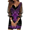 Casual Dresses Summer Women's African Pattern Print Long Sleeve Package Hip Work Dress Mesh Party Bodycon A-Line DressCasual