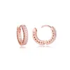 Hoop & Huggie Plated Rose Gold Earring 925 Silver Earrings Pave Heart Authentic Sterling Jewelry GiftHoop HuggieHoop