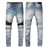 Fashion Mens Designer Jeans Ejressed Ripped Biker Slim Fit Motorcykel Jeans för Man Skinny Denim Pants Storlek 28-40 DJ Party Punk Rock