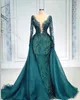 2022 Arabski Aso Ebi Ebi Hunter Green Mermaid Sukienki PROM Koronkowe koralikowe wieczór Formalne przyjęcie Drugi przyjęcie urodzinowe suknie zaręczynowe sukienka ZJ717