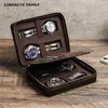 Watch Boxes & Cases Travel Storage Bag Cards Pouch Zipper Jewelry Genuine Leather 4 Slot Box Organizer Vintage Case Display HolderWatch Hele