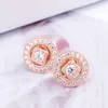 Femmes Vintage Circle Stud Boucles d'oreilles en argent sterling 925 plaqué or rose Gfit de mariage avec coffret original pour boucle d'oreille en diamant Pandora CZ