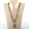 Anhänger Halskette Mode böhmischer Schmuck halbkostbare Steine ​​lang geknotete Stein für Frauen ethnische Halskette