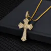Bling Cross Anh￤nger Halskette 18K Real Gold Plated M￤nner Frauen Liebhaber Ehepaar Religi￶ser Schmuck