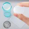 Professionell silikon nagelkonst stamper kit franska för manikyrplatta stämplande polsk stencil mall tätning med skrapa nap010