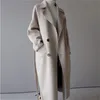 Herbst Winter Dünne Lange Mantel Frauen Casual Zweireiher Wollmantel Weibliche Koreanische Elegante Büro Dame Overisze Outwear 201221