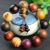 Beaded Strands Wood Buddhist Beads 20mm Multi-bead Bracelet Colorful Sandalwood Green Rosewood Men's Gift Fawn22