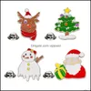 Perni Spille Gioielli Albero di Natale Cervo Pupazzo di neve Spilla di Babbo Natale Pin Studente Cartoon Lega Maglione Colletto Spille da bavero Europa Unisex Inverno Bac