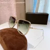 Übergroße Tina 0759 Sonnenbrille, glänzender Goldrahmen, Farbverlauf, braune Gläser, Damenmode, Sommersonnenbrille, Sonnenbrille mit UV-Schutz, mit Box